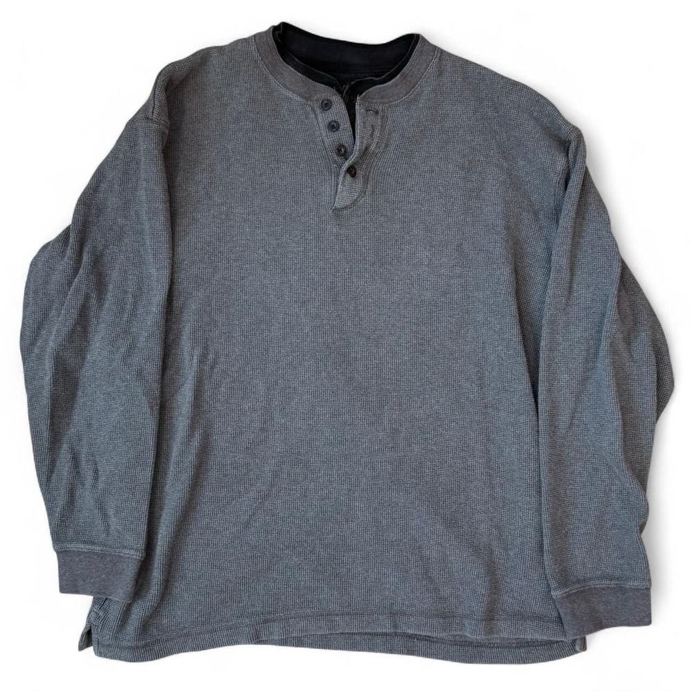 Men's Thermal Waffle Knit Long Sleeve Shirt Size XXL Outdoors Henley Workwear